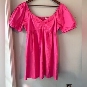 English Factory Hot Pink Puff Sleeve Minidress Large